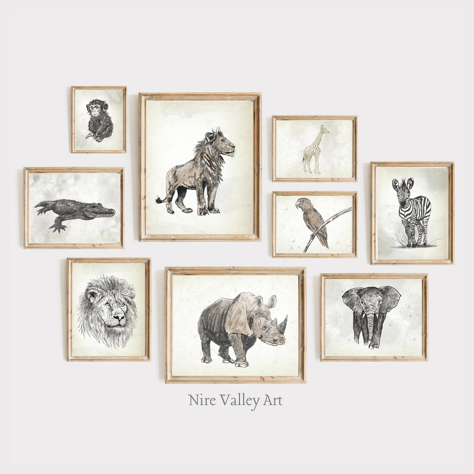 Safari Nursery Gallery Wall Printables, Vintage Animal Prints,gender Neutral Baby Room Art, Digit... | Etsy (US)