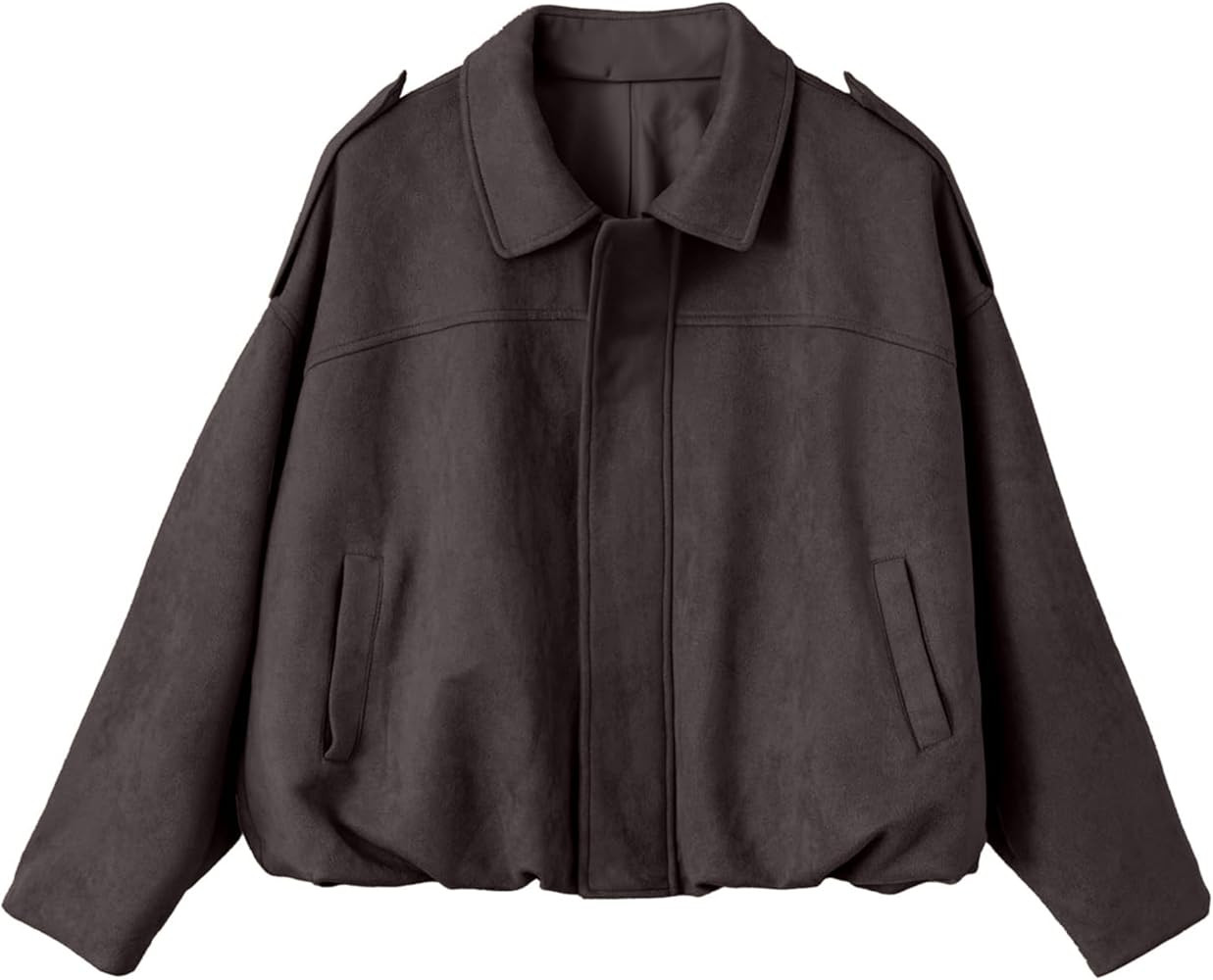 Womens Casual Bomber Jacket Zip Up Motorcycle Faux Suede Coat with Pockets | Amazon (US)