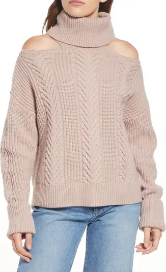 PAIGE Lorilee Cold Shoulder Wool Blend Turtleneck Sweater | Nordstrom | Nordstrom