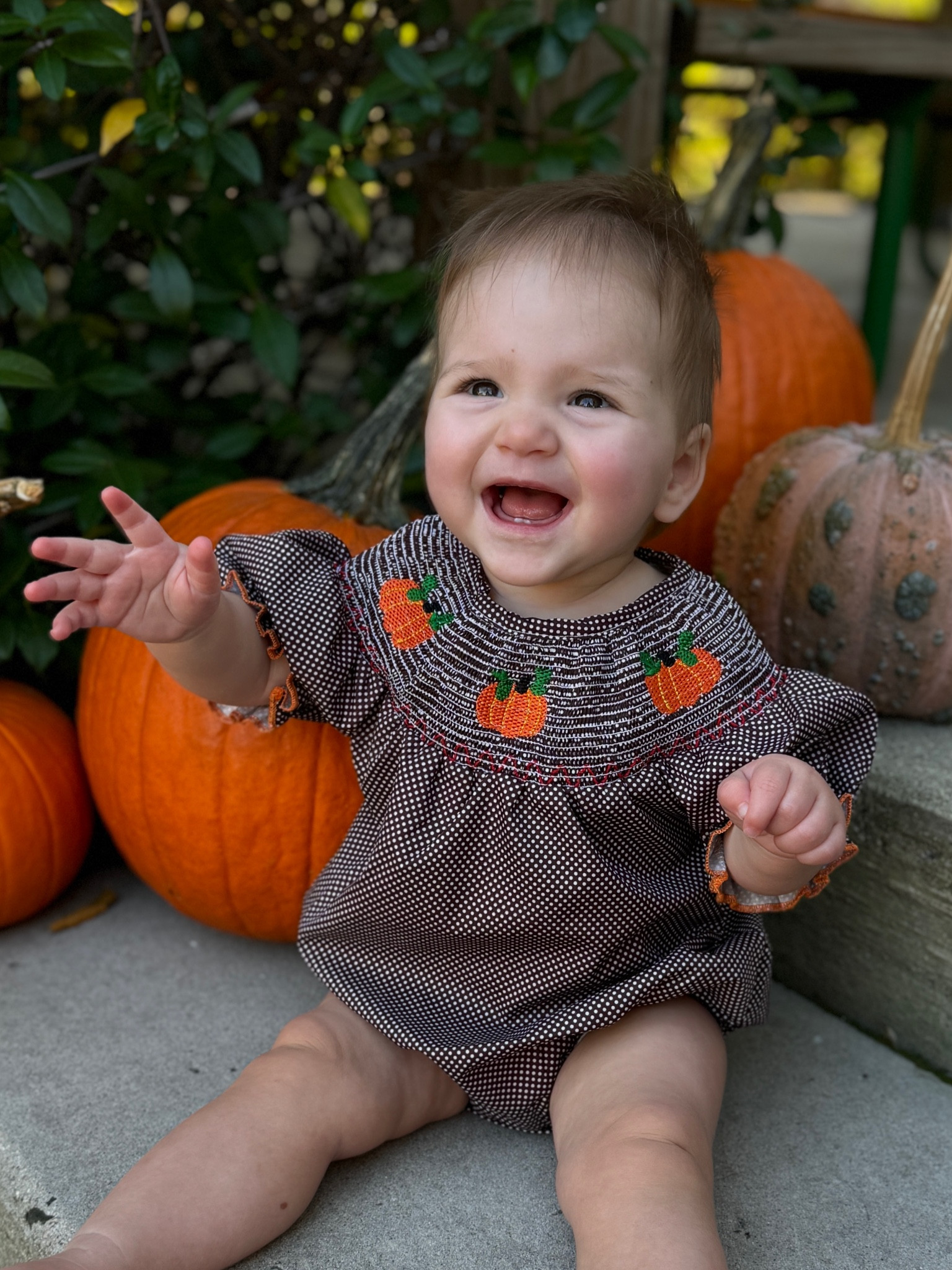 The cutest smock onesie for fall for baby girl! She is 9mo and in a 3-6mo size so it runs big. Quality is amazing for the price!

#LTKSeasonal #LTKBaby #LTKHalloween
