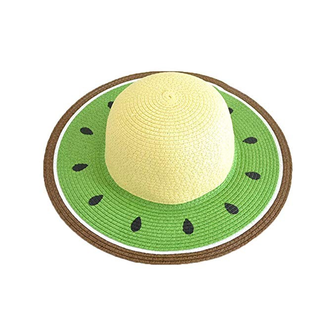 puhoon Watermelon Style Summer Straw Sun Hat, Wide Brim Beach Hat UV Protection, Adult Child Sizes | Amazon (US)