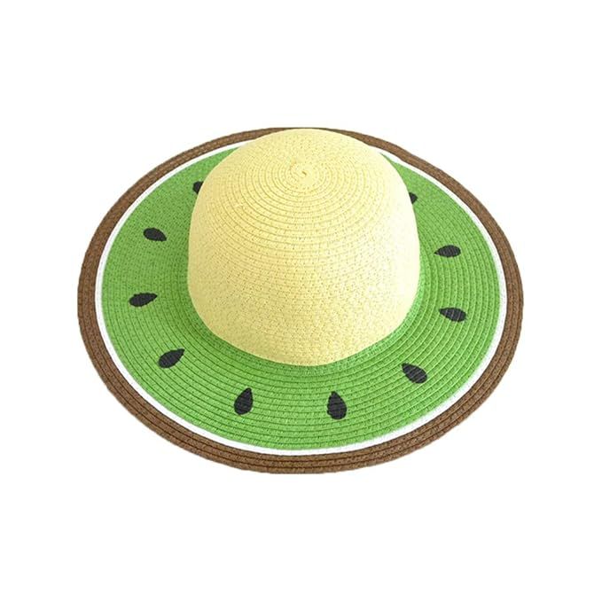 puhoon Watermelon Style Summer Straw Sun Hat, Wide Brim Beach Hat UV Protection, Adult Child Sizes | Amazon (US)