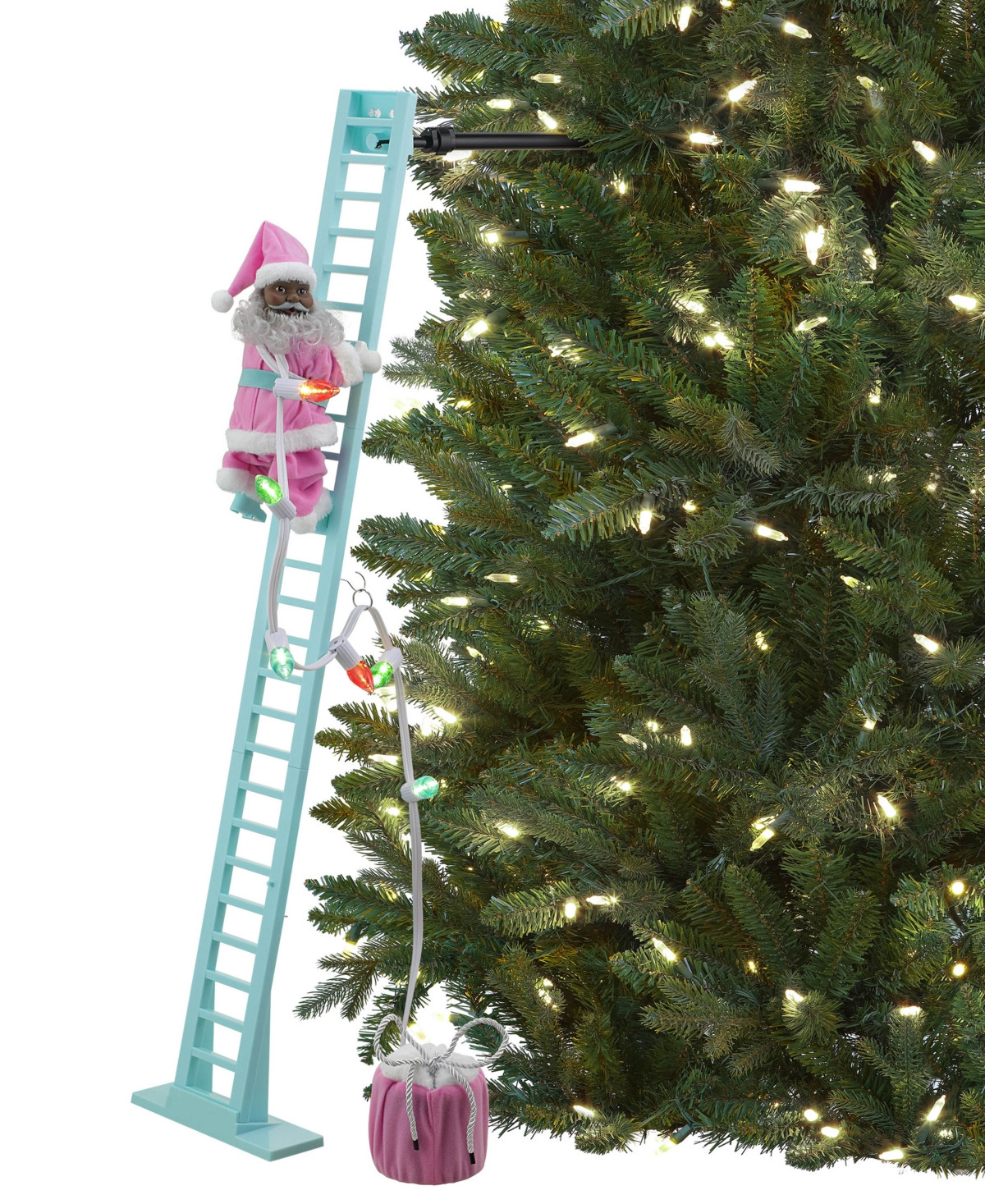 43" Animated Pastel Super Climbing Black Santa - Blue | Macy's