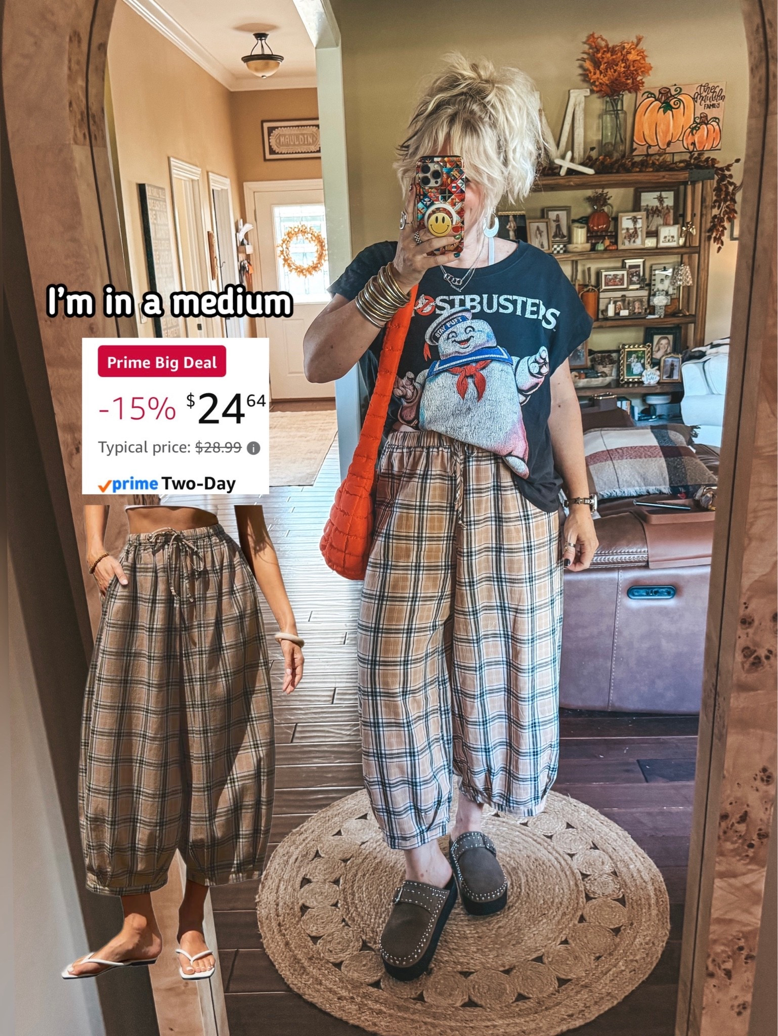 These plaid pants are adorable and come in more color options too! I’m in a medium.