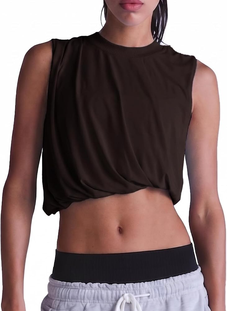 Womens Workout Tank Tops Running Tank Tops Summer Loose Twist Tank Tops Athletic Gym Crop Sleevel... | Amazon (US)