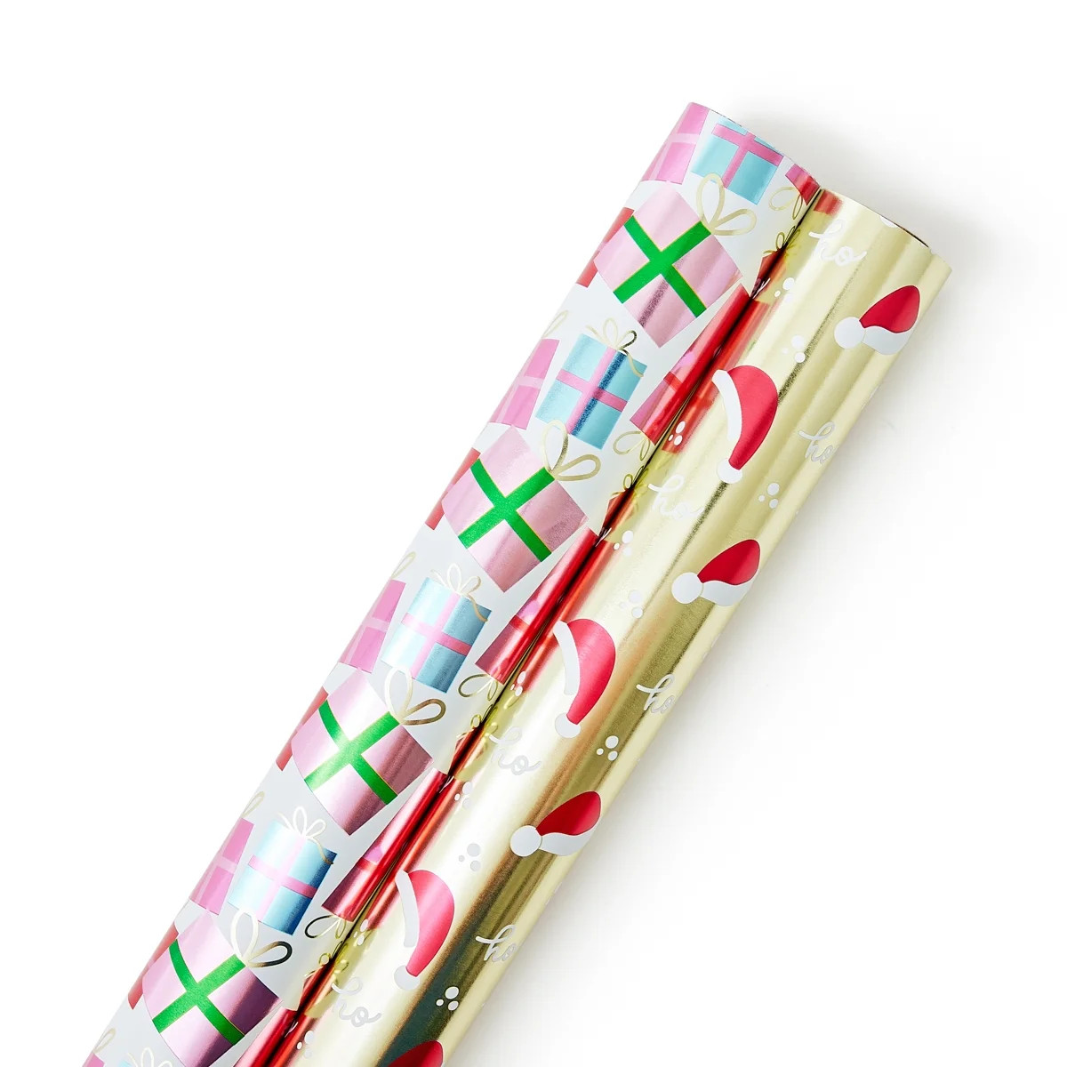 Packed Party "HO HO HO" 2 Pack Christmas Foil Paper Gift Wrap, 10 Gift Tag Stickers, Red and Gree... | Walmart (US)