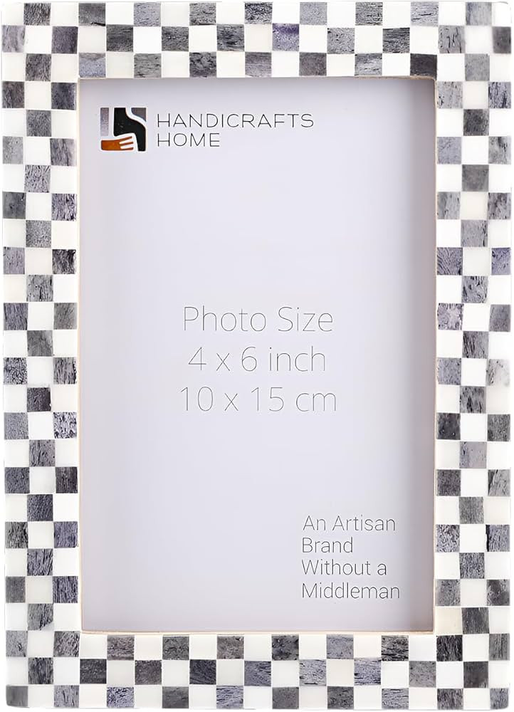 Handicrafts Home Picture Frames - Chic Boho Wall Décor Photo Frame, Grey-White 4" x 6" | Amazon (US)