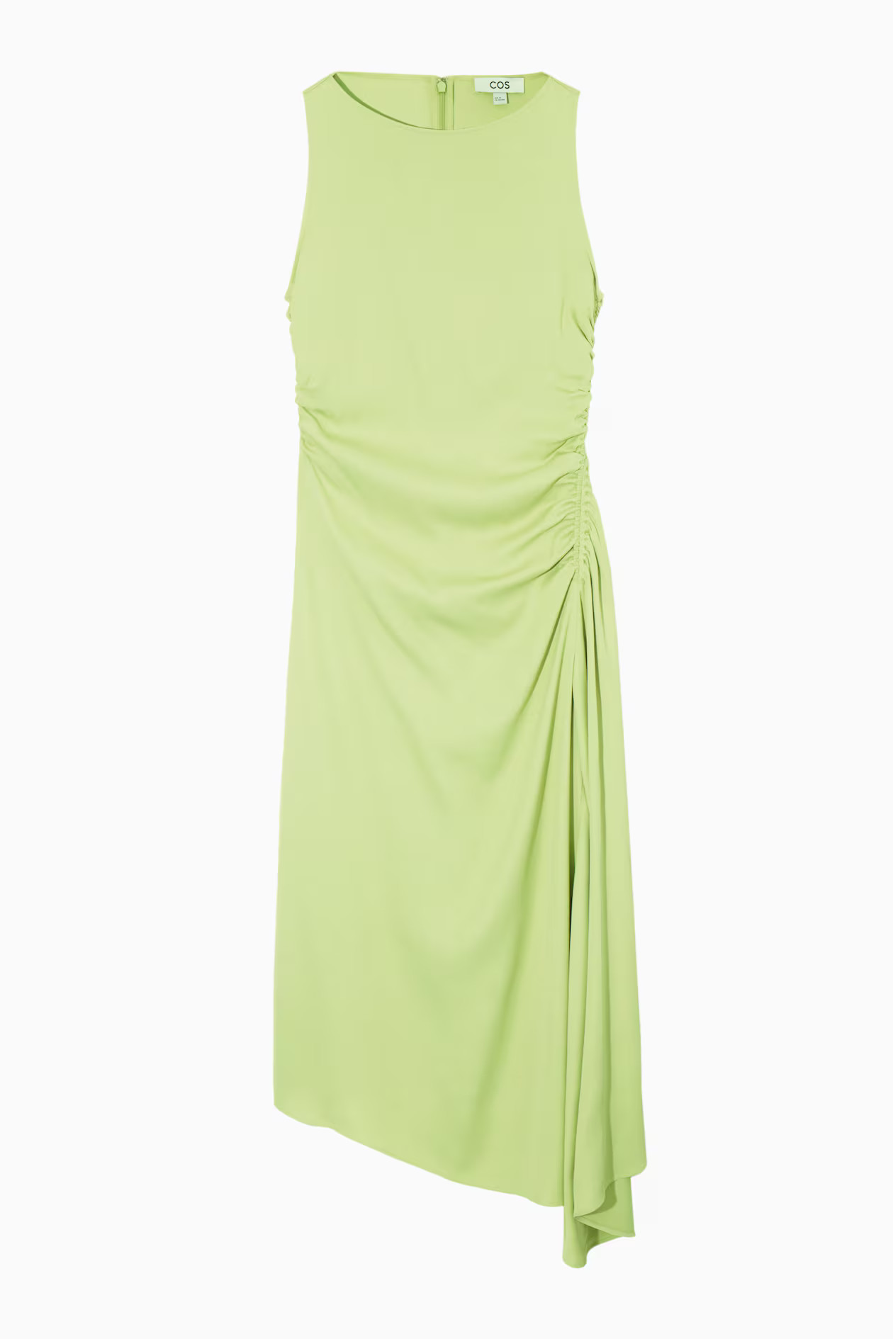 ASYMMETRIC GATHERED SATIN MIDI DRESS - GREEN | COS (EU)