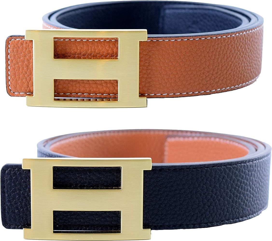 Unisex Genuine Leather Casual Dress Belt with Buckle and Reversible Strap | Amazon (US)