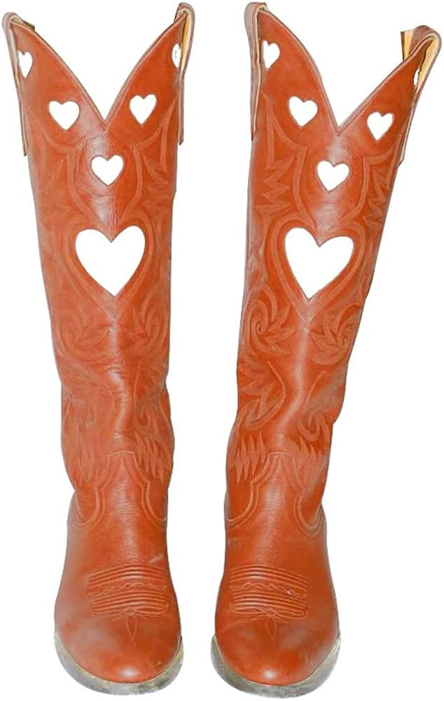 Womens Mid Calf Boots Chunky Heel Cute Heart Cowgirl Cowboy Colorful Western Cosplay Party Boots | Amazon (US)