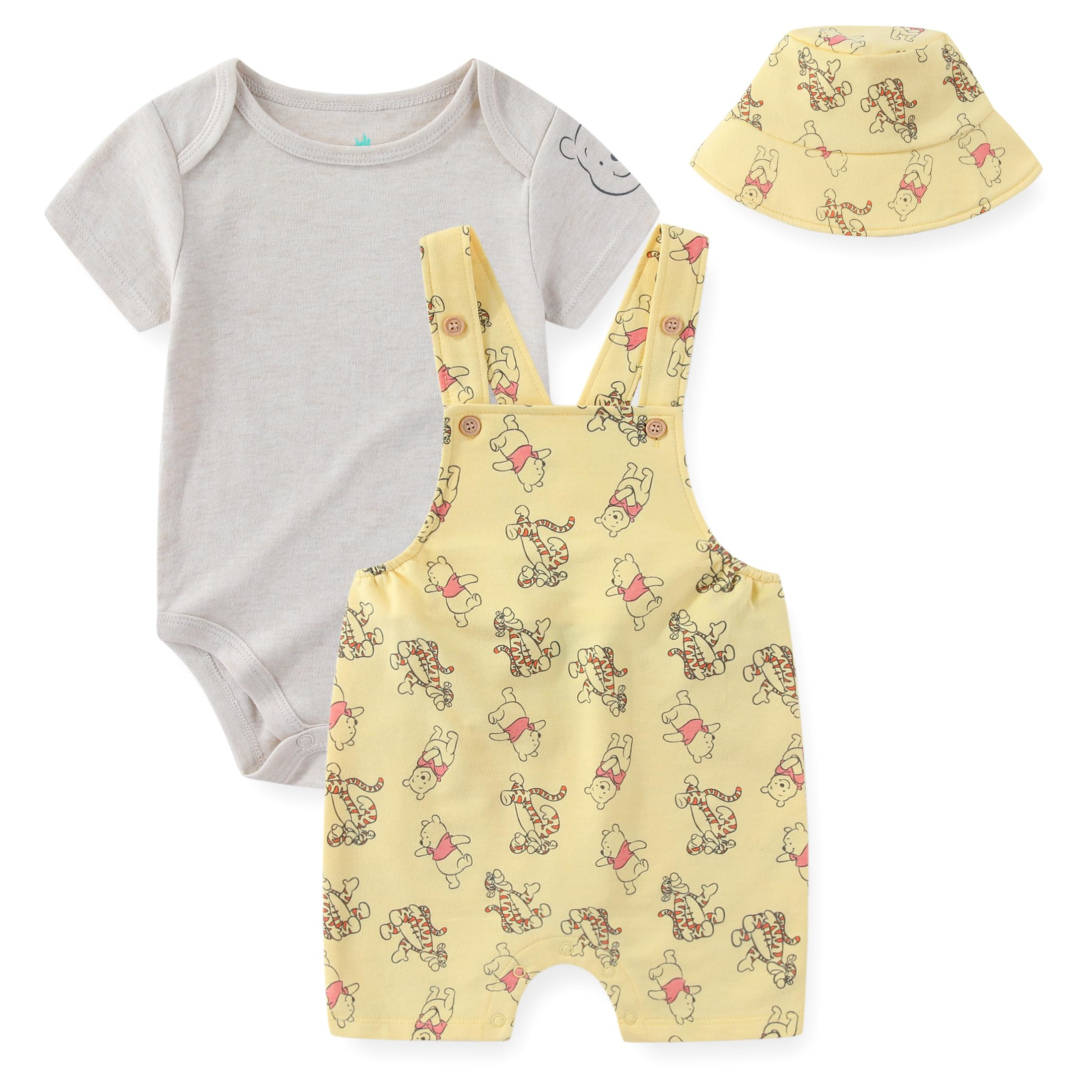 Disney Winnie the Pooh Baby Shortall Overall with Hat (Boys), 3-Piece Set, Sizes 6M-24M | Walmart (US)
