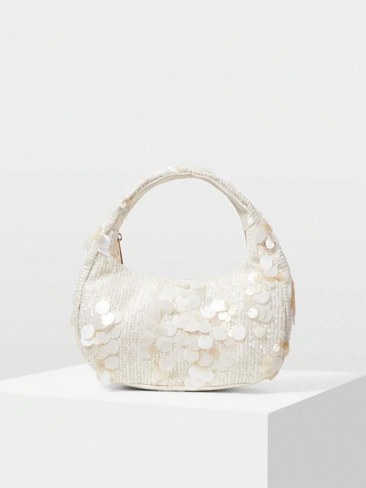 MOTF PREMIUM WOMEN'S FASHION SEQUIN ZIPPER TOP HANDLE BAG, SUITABLE FOR PARTIES | SHEIN