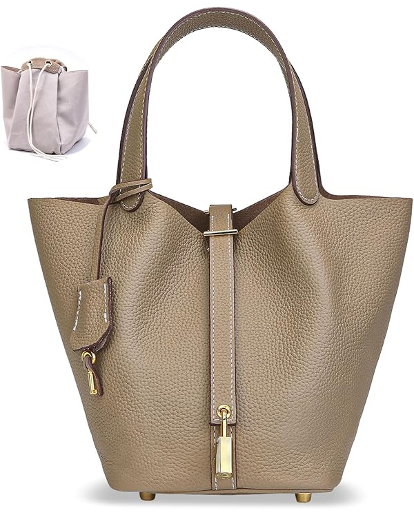 Designer Leather Bucket Bags for Women: Trendy Genuine Leather Tote Purses - Luxury Satchel Top-H... | Amazon (US)