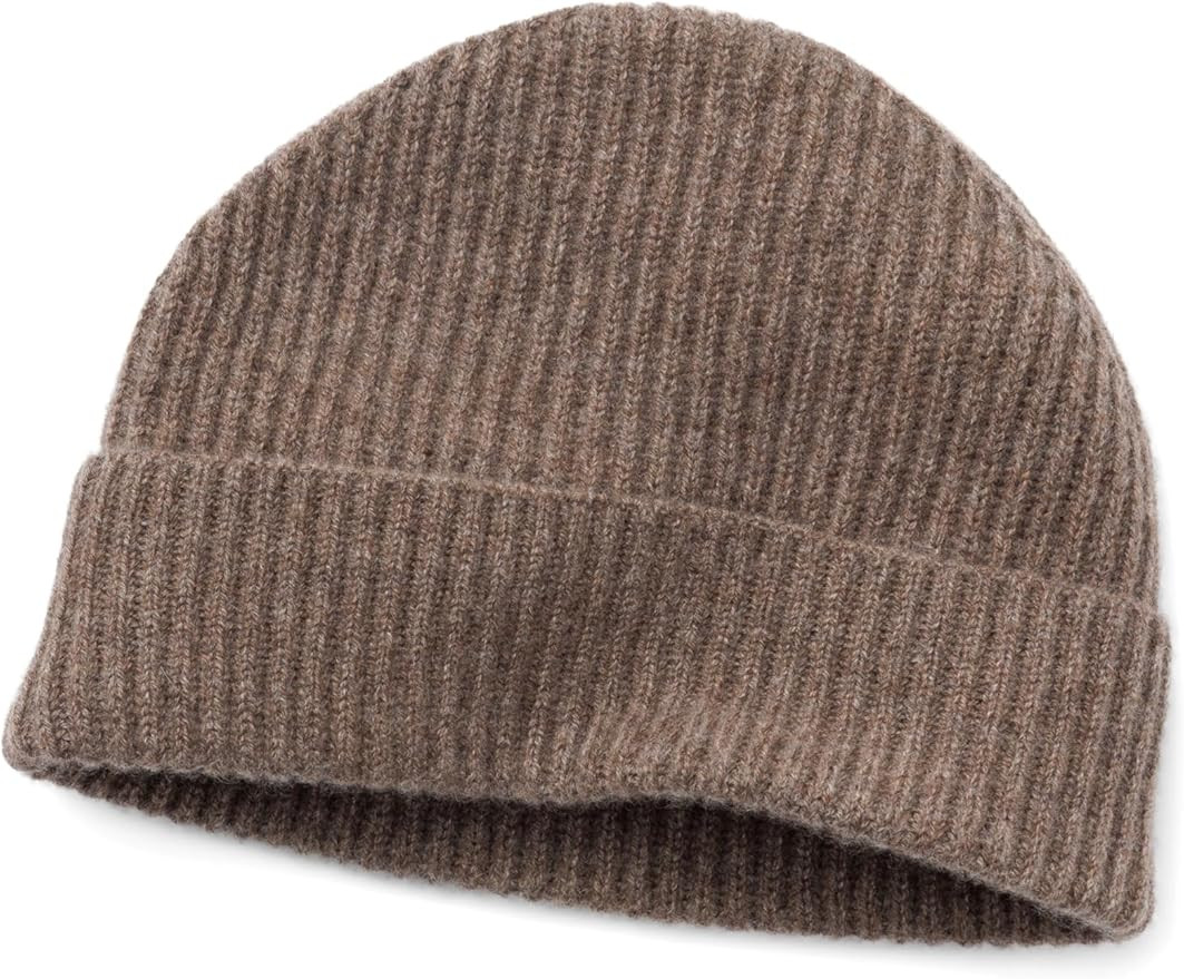 Fishers Finery Men's 100% Pure Cashmere Ribbed Cuffed Hat; Ultra Plush | Amazon (US)