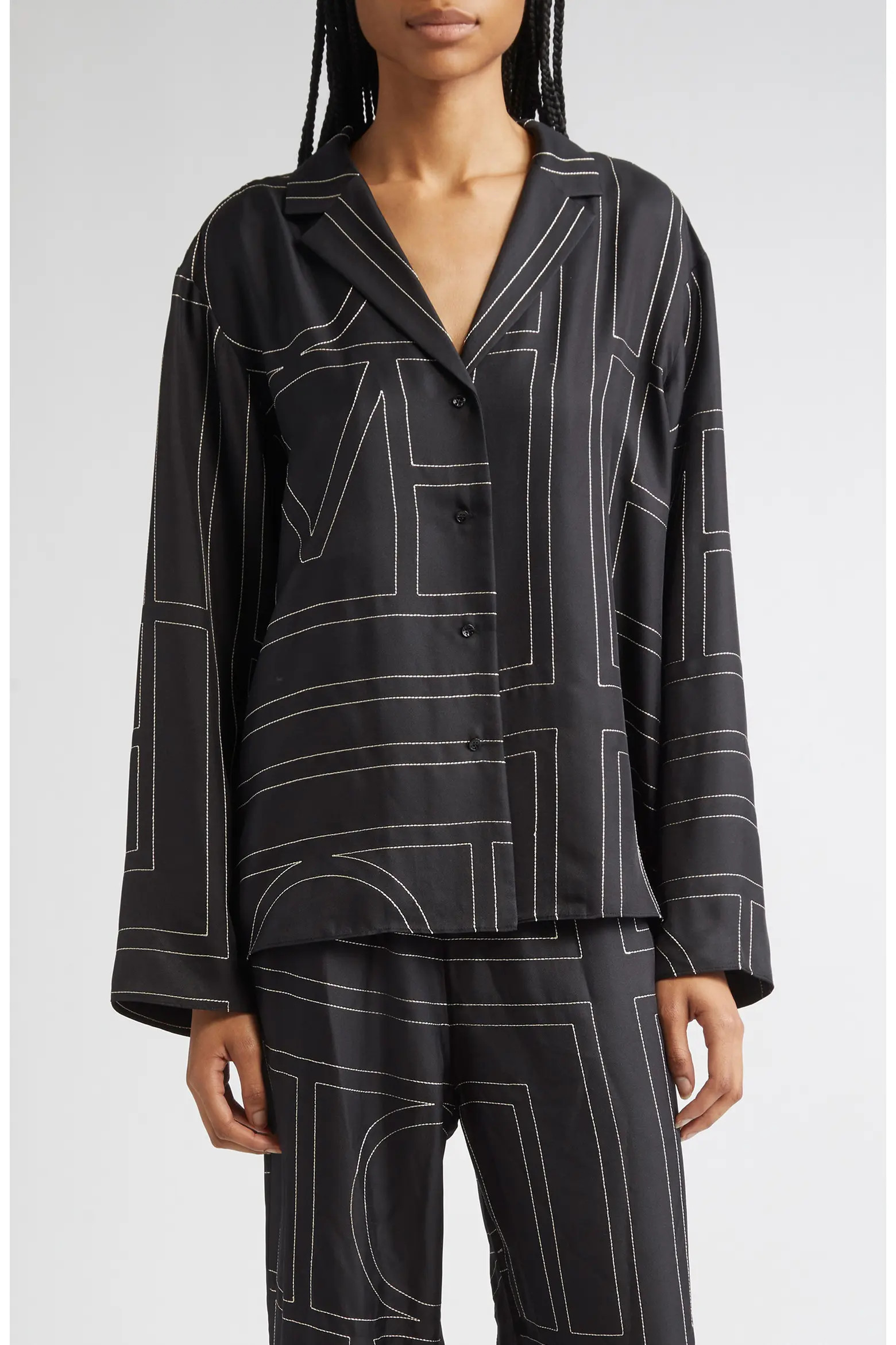Totême Monogram Silk Pajama Top (Women) | Nordstrom | Nordstrom