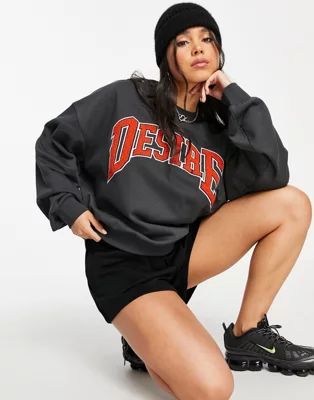 Weekday Pamela organic cotton desire embroidered sweatshirt in black | ASOS | ASOS (Global)