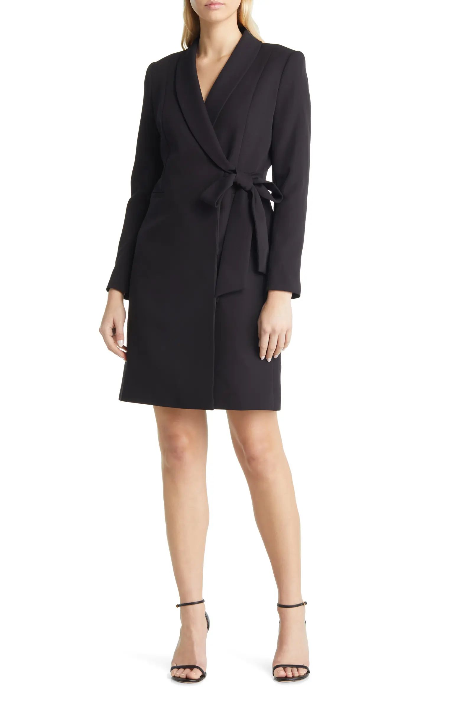 Side Tie Long Sleeve Wrap Coat Dress | Nordstrom
