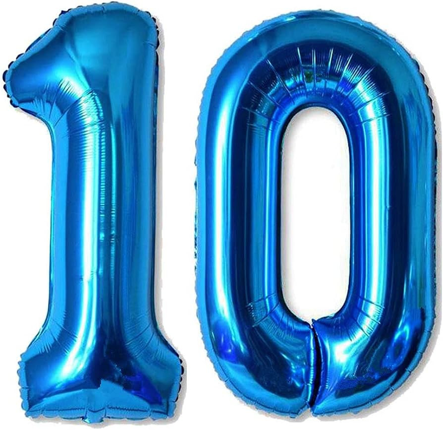 EMAAN 42 inch Blue Jumbo 10 Number Balloons Big Foil Mylar Balloons for 10th Birthday Party Decor... | Amazon (US)
