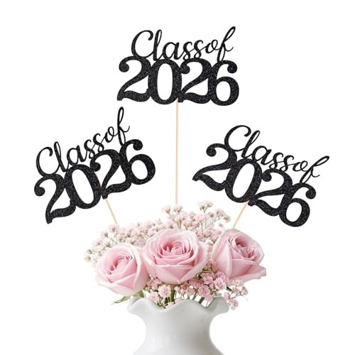 12 Pcs Class of 2026 Graduation Decorations, Table Centerpieces Grad Cake Topper Party Favors, Graduation 2026 Party Supplies for Table Decor (Black & Double-sided) | Amazon (US)