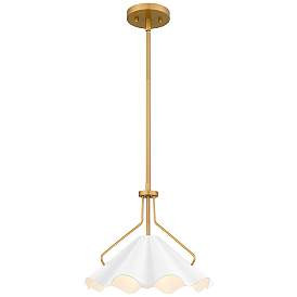Quoizel Mejia 14" Wide Aged Brass and White Pendant Light | Lamps Plus