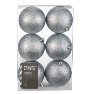 CANVAS Silver Collection Shatterproof Decoration Ball Christmas Ornament Set, 80-mm, 6-pk | Canadian Tire