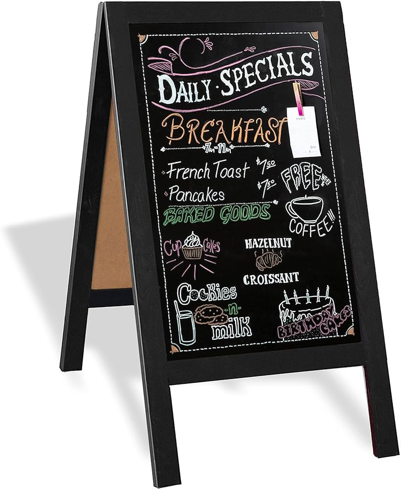 Ilyapa Wooden A-Frame Chalkboard Sign with Eraser, 40 x 20 Inch Magnetic Sidewalk Menu Board, Bla... | Amazon (US)