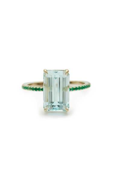 18K Gold, Aquamarine And Emerald Ring | Moda Operandi (Global)