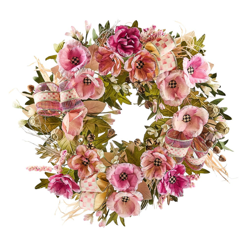 Rosy Poppy 22" Wreath | MacKenzie-Childs