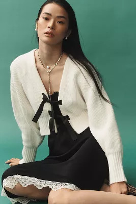By Anthropologie Rhea Bow-Front Crop Cardigan Sweater | Anthropologie (US)