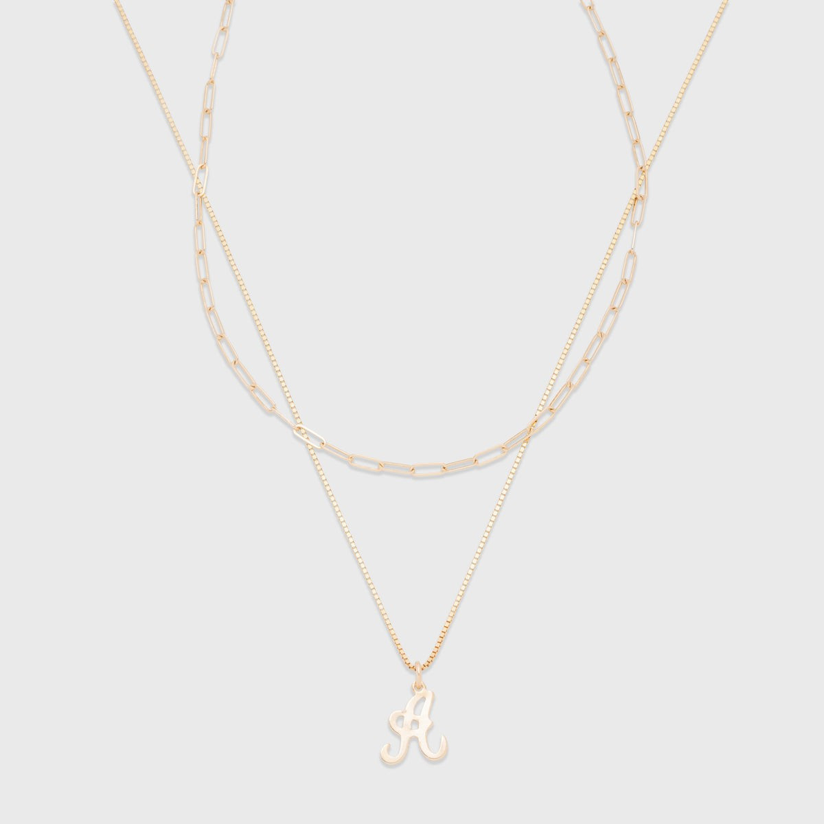 14k paperclip choker + vintage script initial layering set | Cuffed by Nano
