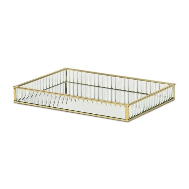 Veldra Gold Rectangular Fluted Glass Tray | Walmart (US)