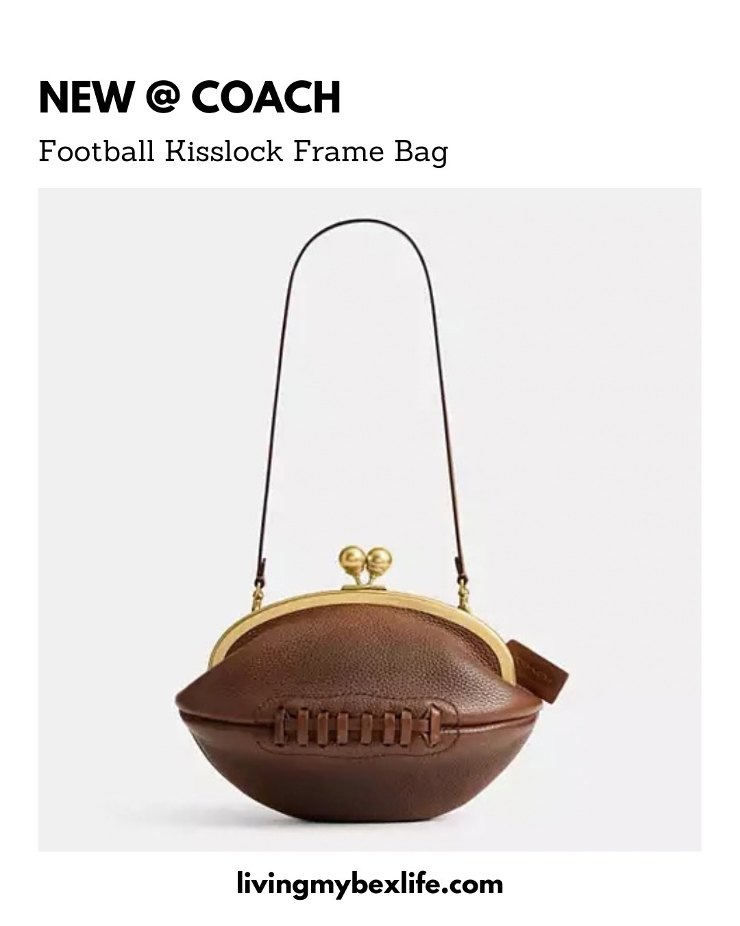 Extremely limited edition COACH Football Kisslock Frame Bag In Repurposed Leather | sporty girl, vintage coach, wags, gameday, game day outfit, football game, it bag, purse, handbag, college football, nfl, wags 

 #LTKootd #LTKfitnessgoals #LTKActive