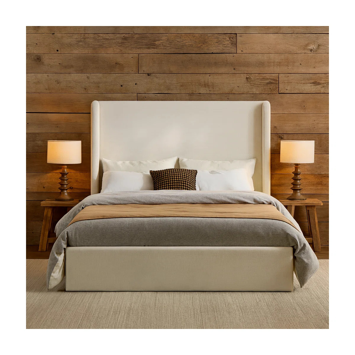 Caron Upholstered Wingback Bed, Boxspring Required | Wayfair North America