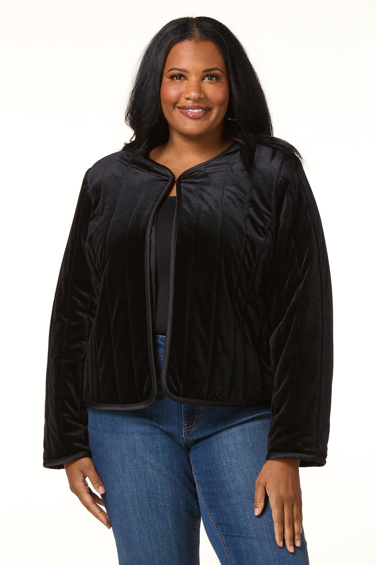 Plus Size Quilted Velvet Jacket | Cato Fashions