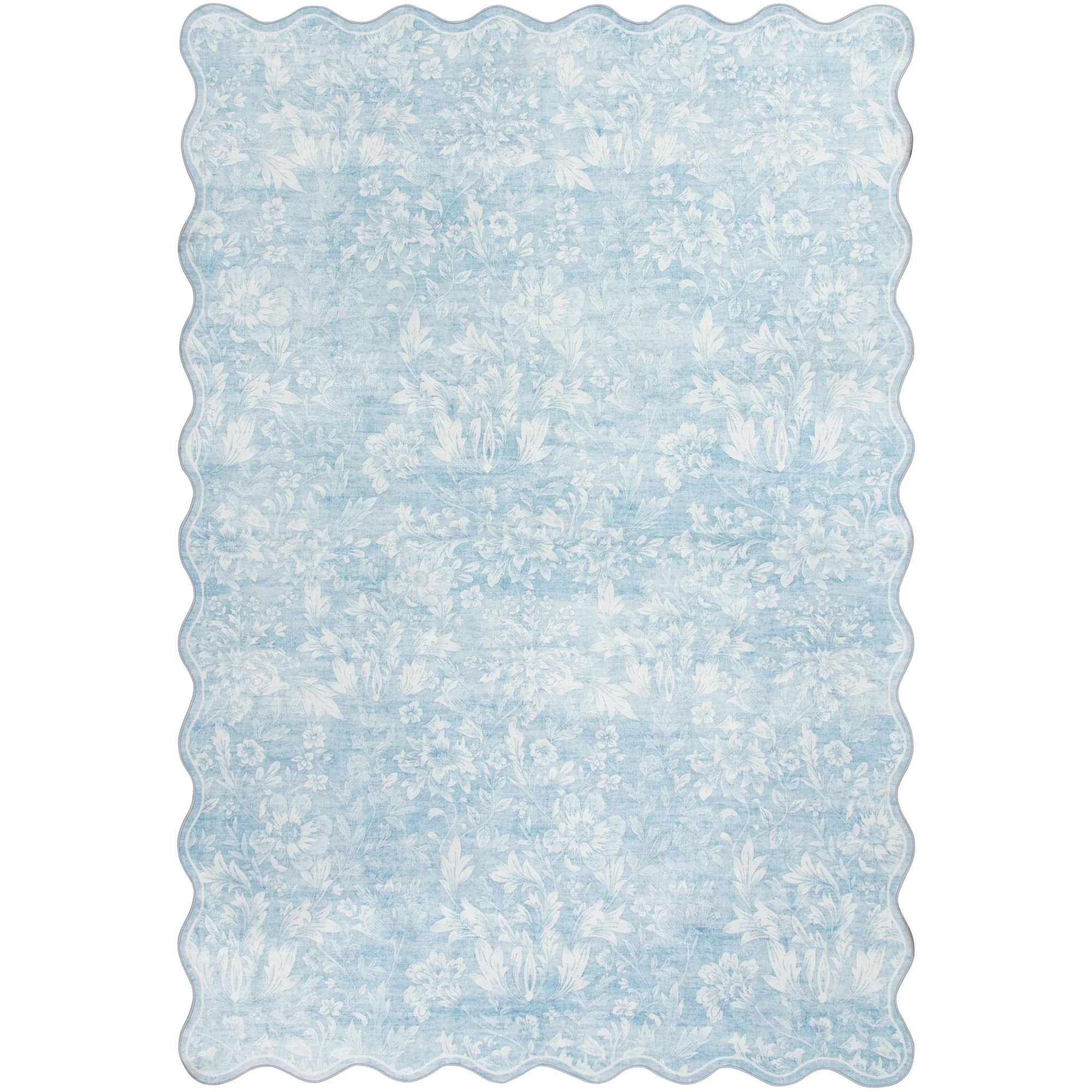 Mainstays Blue Feather Faux Fur Scalloped Indoor Area Rug, 7'10' - Walmart.com | Walmart (US)
