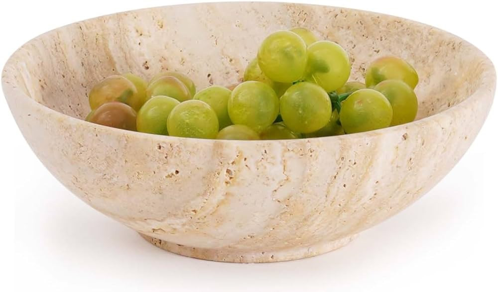 Travertine Fruit Bowl 6 Inch Decorative Small Bowls for Kitchen Counter, Ideal Stone Serving Dish... | Amazon (US)