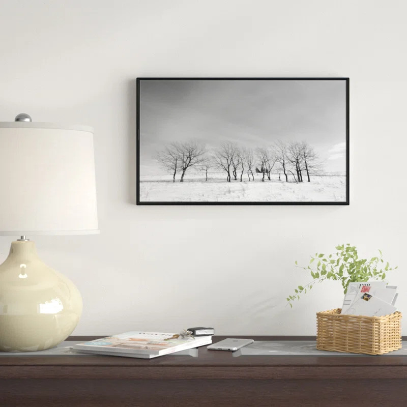 Black And White Trees In Winter - Floater Frame Photograph on Canvas | Wayfair North America