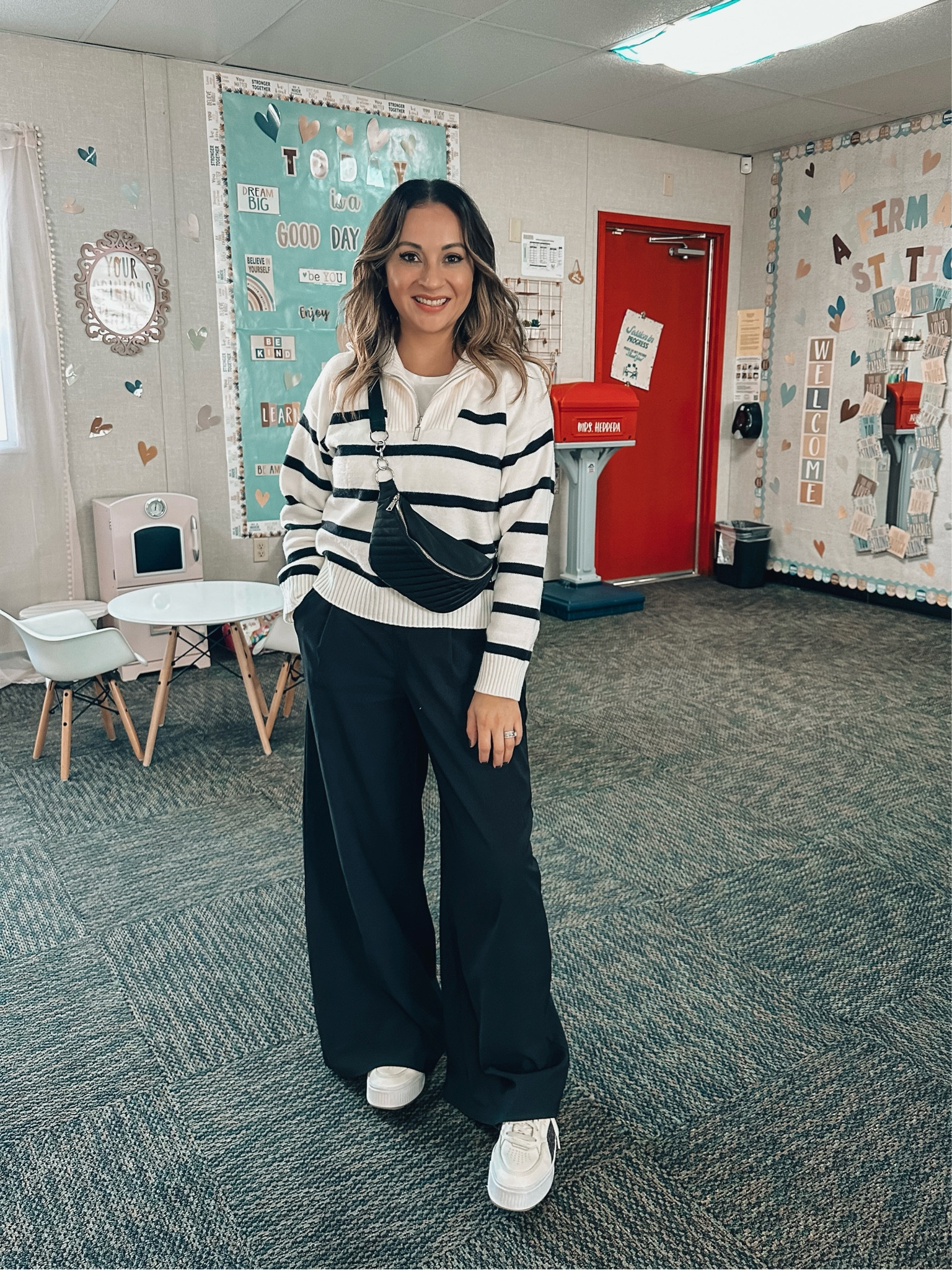 Embrace style and comfort in a cozy strip sweater paired with trendy wide-leg pants. 

#LTKstyletip #LTKworkwear #LTKfindsunder50