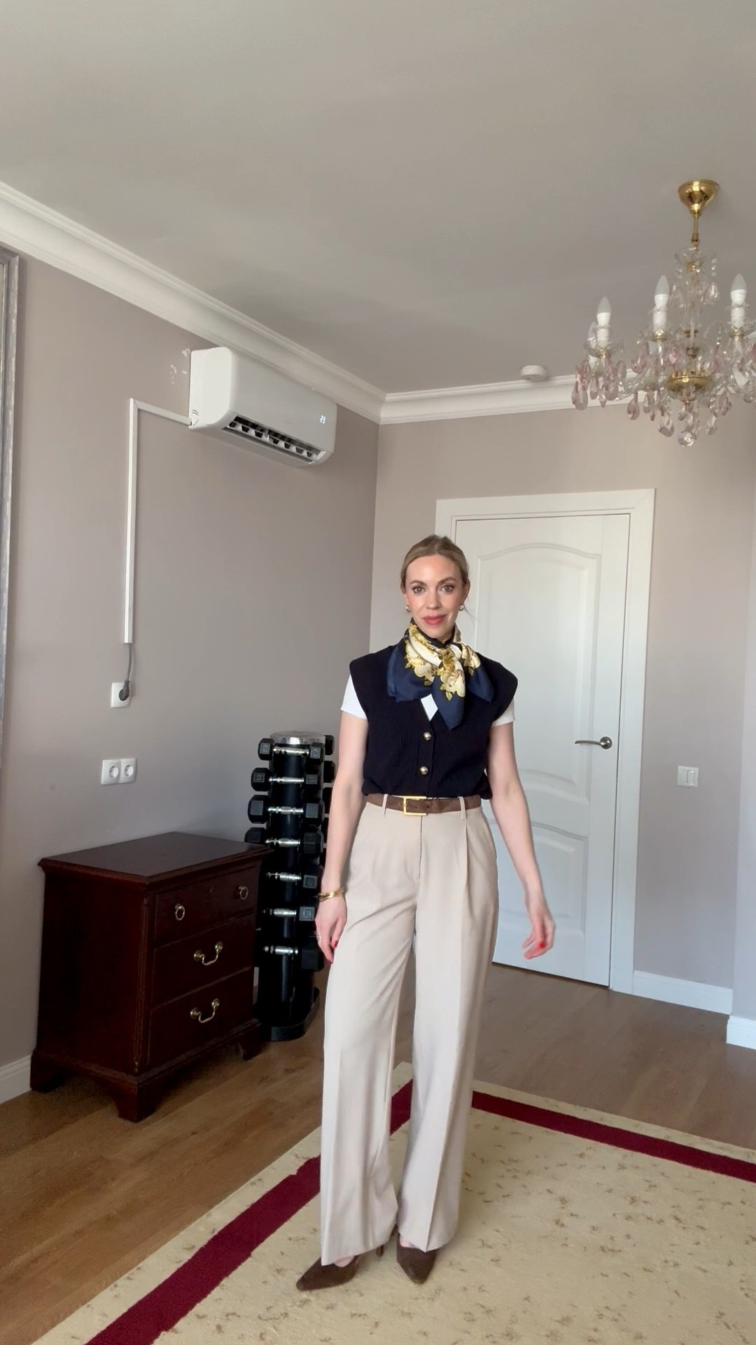 Work outfit, spring business casual workwear, silk scarf outfit, suede YSL belt, suede slingbacks 

#LTKOver40 #LTKWorkwear #LTKgrwm