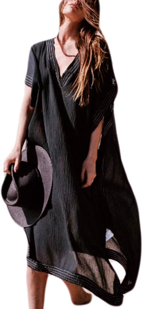 Bsubseach Women Beachwear Turkish Kaftans Long Swimsuit Cover up Caftan Beach Dress | Amazon (US)