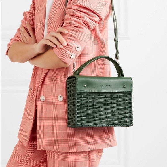 Wicker Wings Green Kuai Rattan & Leather Tote | Poshmark