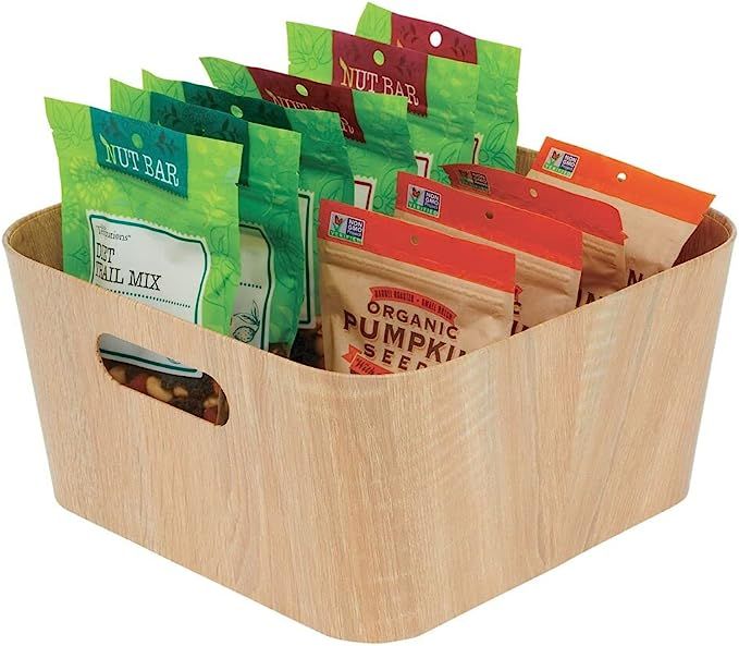 mDesign Wood Grain Paperboard Food Storage Container Bin Basket with Handles for Pantry - Organiz... | Amazon (US)