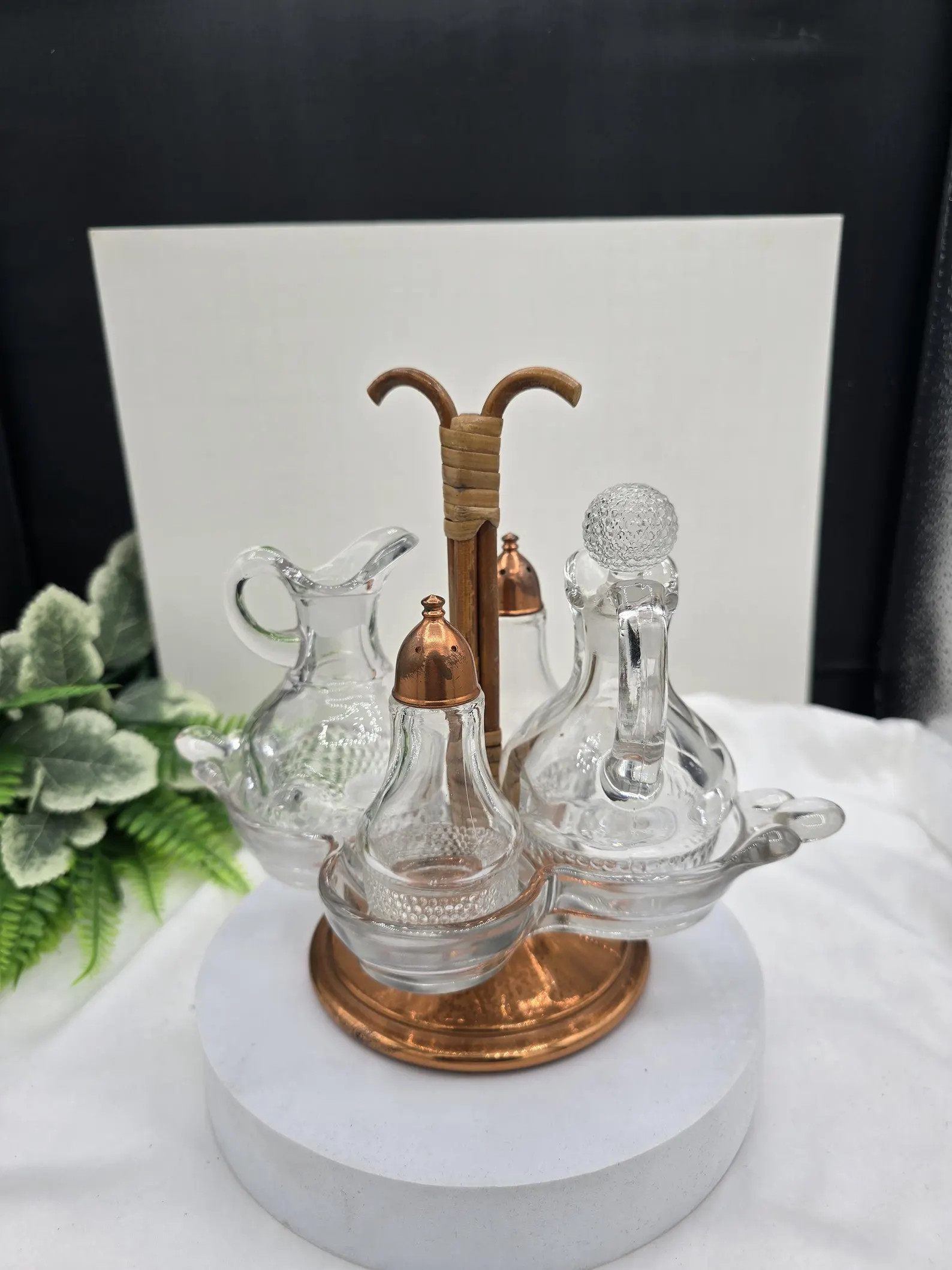 Vintage Cruet Set With Clear Glass Containers for Oil, Vinegar, Salt, and Pepper | Etsy (Global)