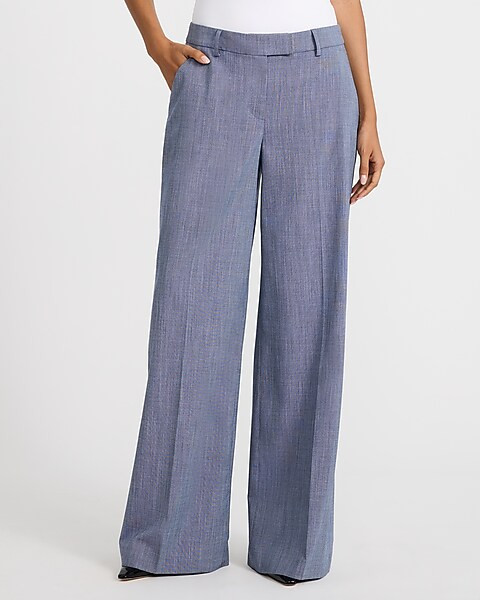 Editor Lightweight Textured Mid Rise Wide Leg Pant | Express