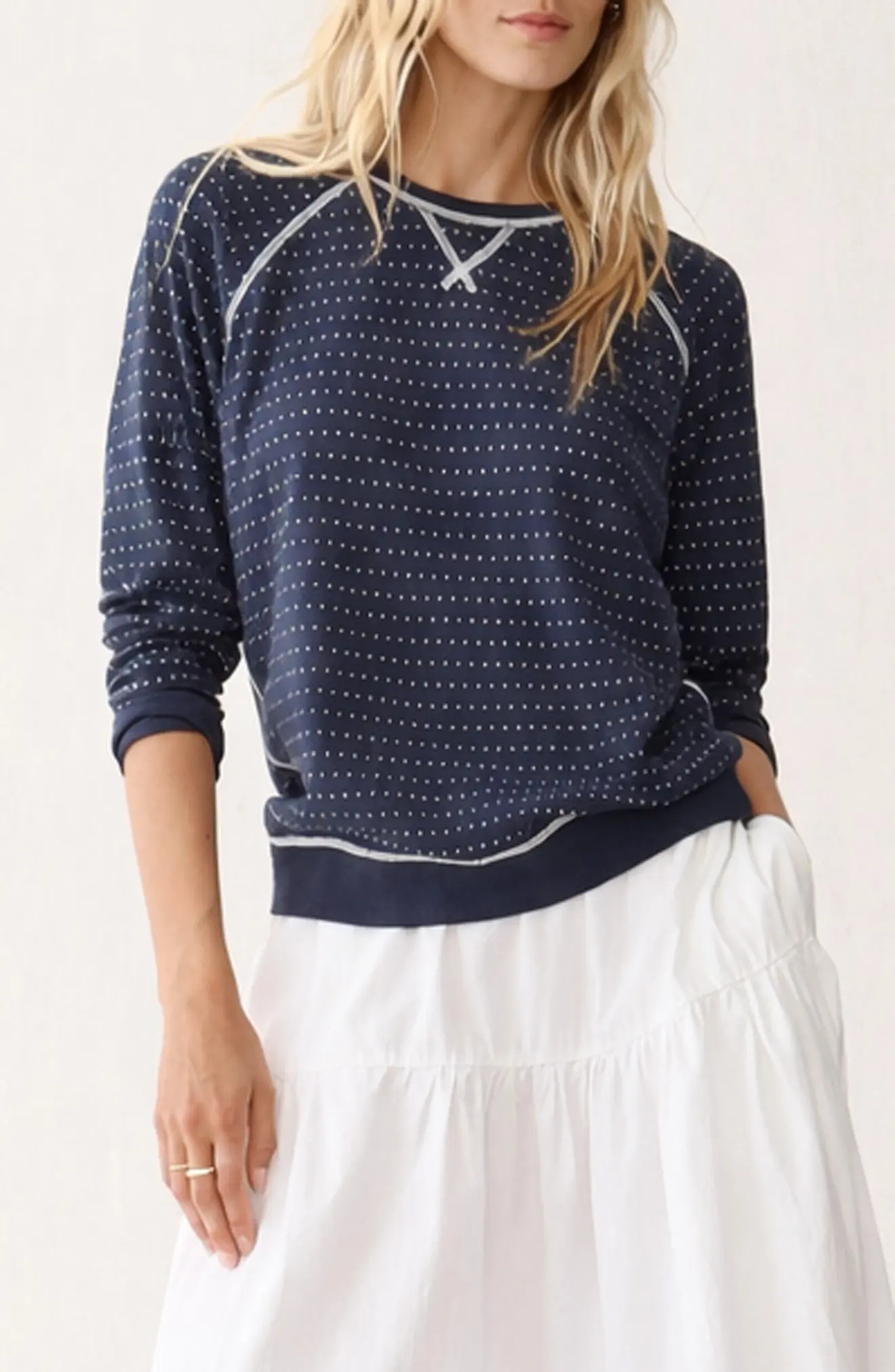 Marine Layer Raglan Sleeve Reversible Cotton Blend Top (Women) | Nordstrom | Nordstrom