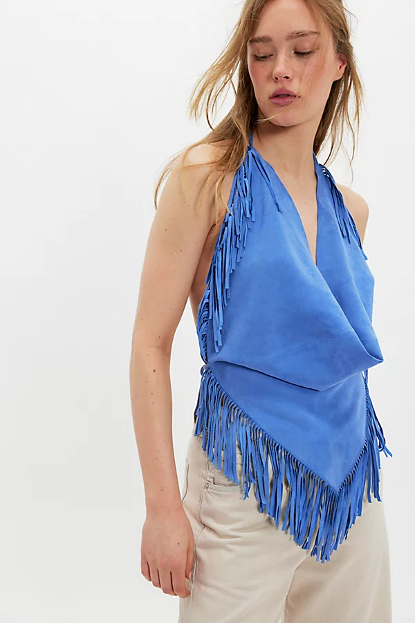 Understated Leather Madi Fringe Halter Top | Free People (Global - UK&FR Excluded)