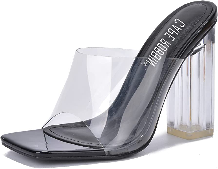 Cape Robbin Fusion Clear Chunky Block High Heels for Women, Transparent Booties for Women | Amazon (US)