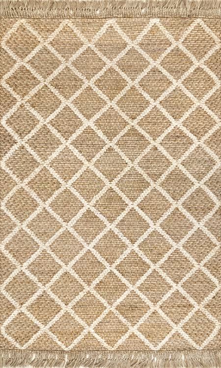 Natural Diamond Trellis With Tassels 7' 6" x 9' 6" Area Rug | Rugs USA