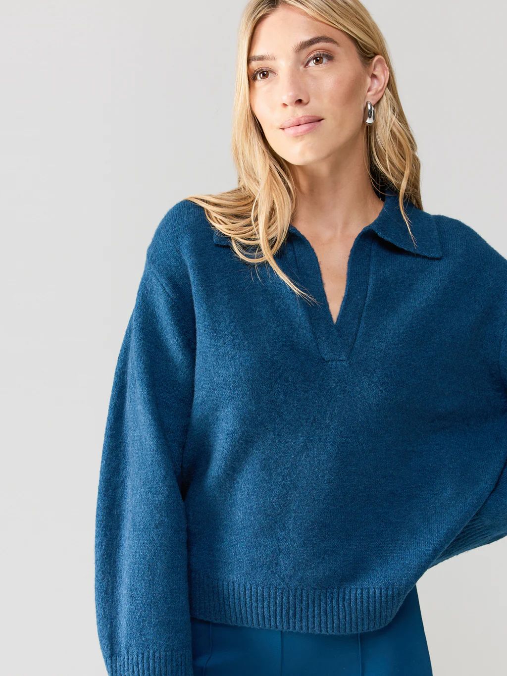 Johnny Collared Sweater Blue Jewel | Sanctuary Clothing