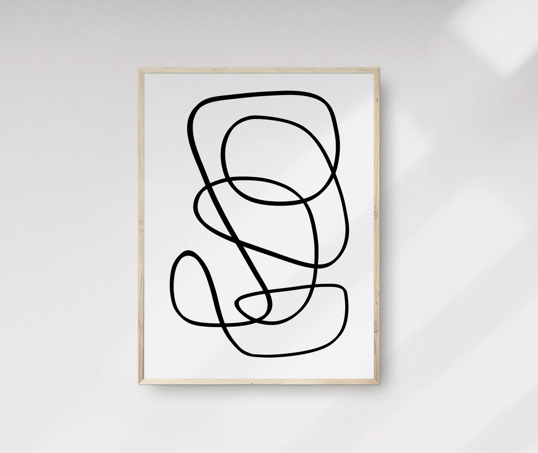 Abstract Scribble Line Art Drawing, Minimalist Modern Line Poster, Black and White Print, Contemp... | Etsy (US)